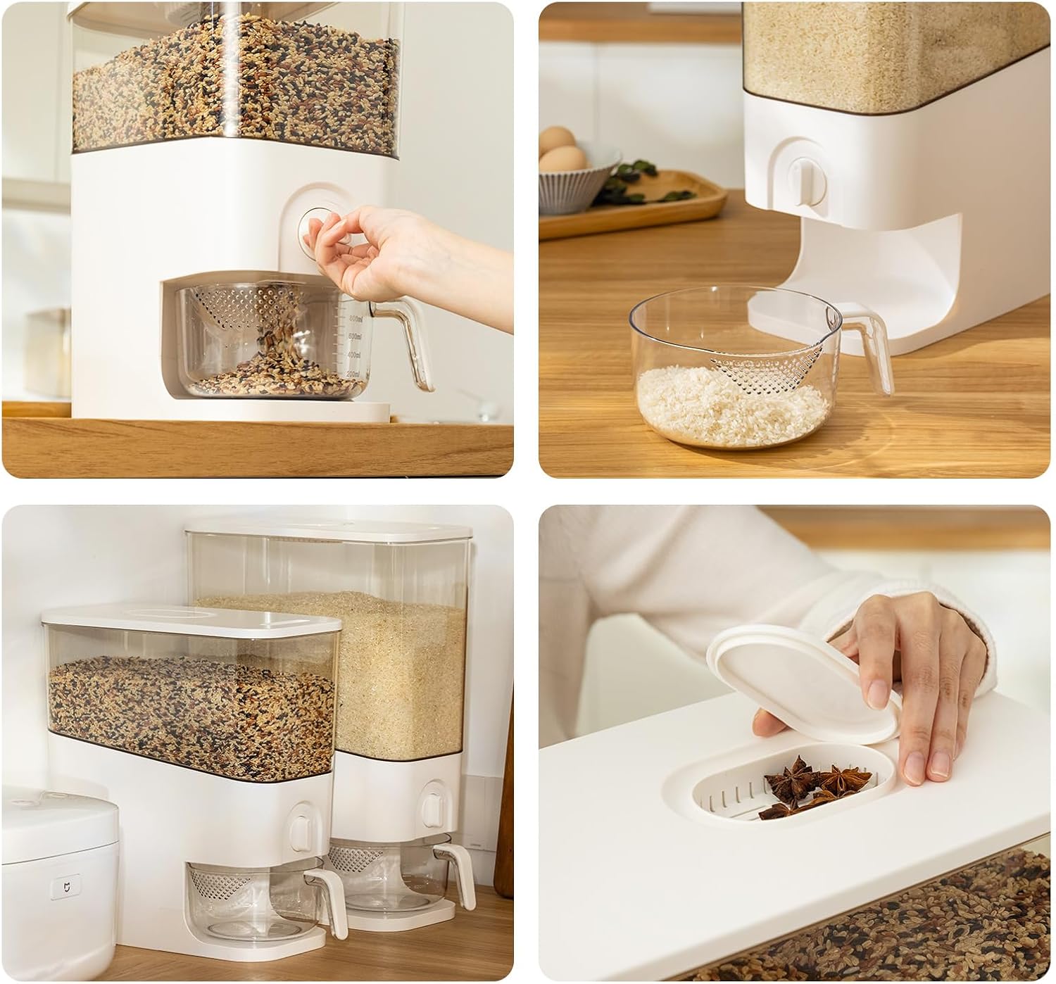 10L Rice Dispenser with Measuring Cup, Grain Storage Container H82067