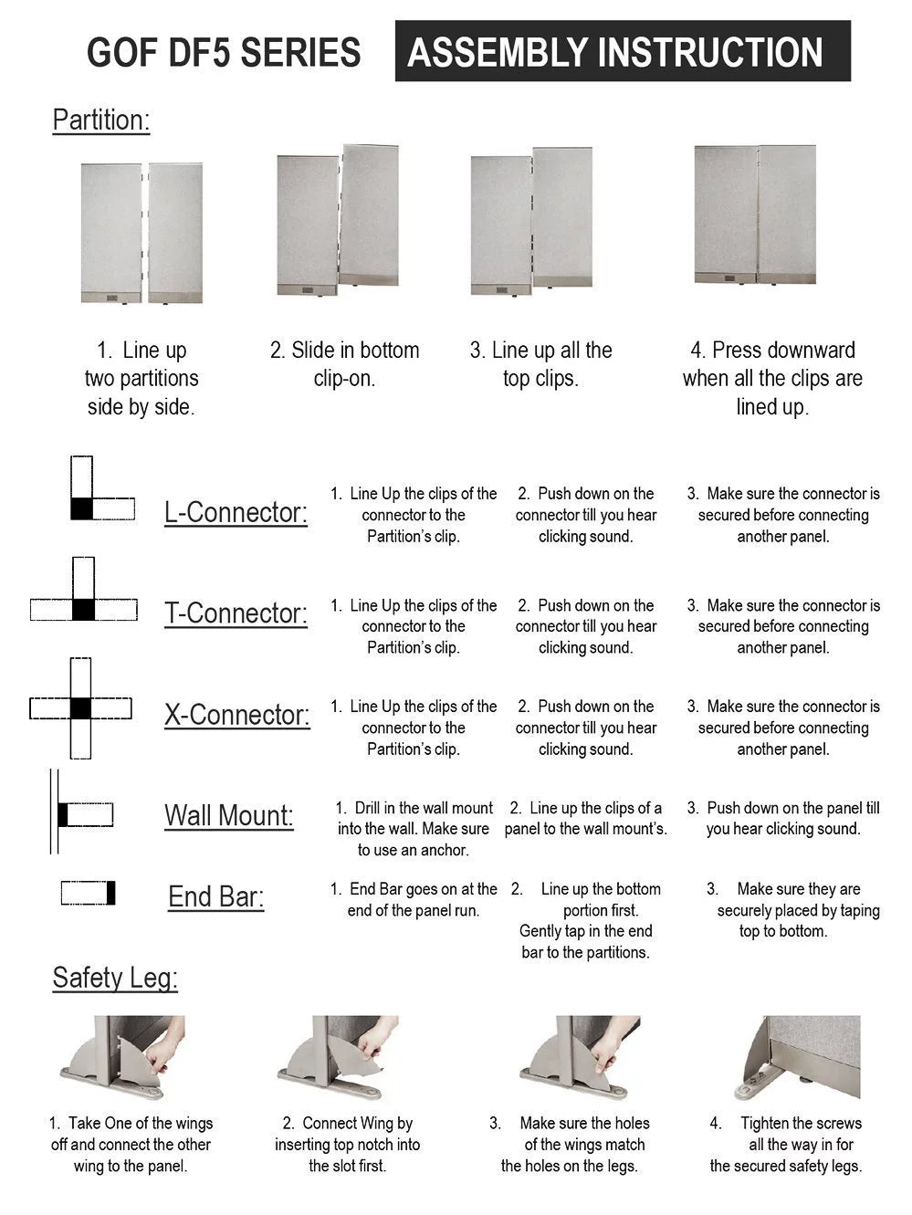GOF Office Cubicle 4 Stations Partition Wall Room Divider D6172