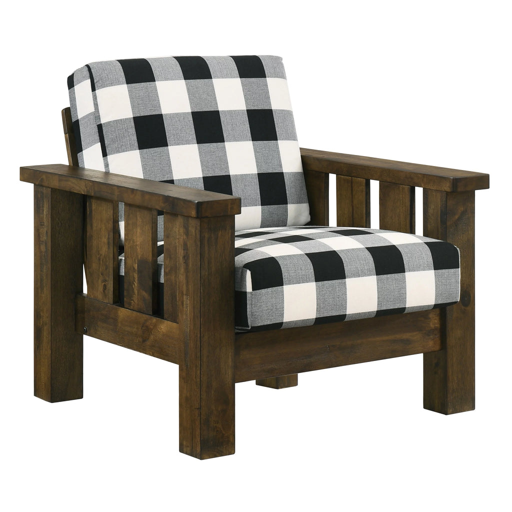 Furniture of America Jimo Rustic Oak Linen Accent Chair W165358