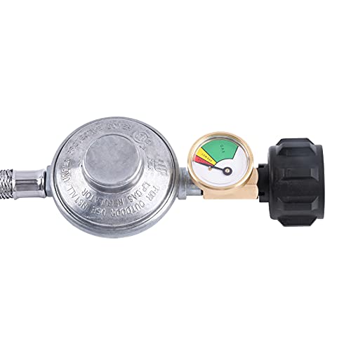 2Feet Propane Regulator and Hose with Gauge, QCC1 Replacement for LP Gas Grill K7544