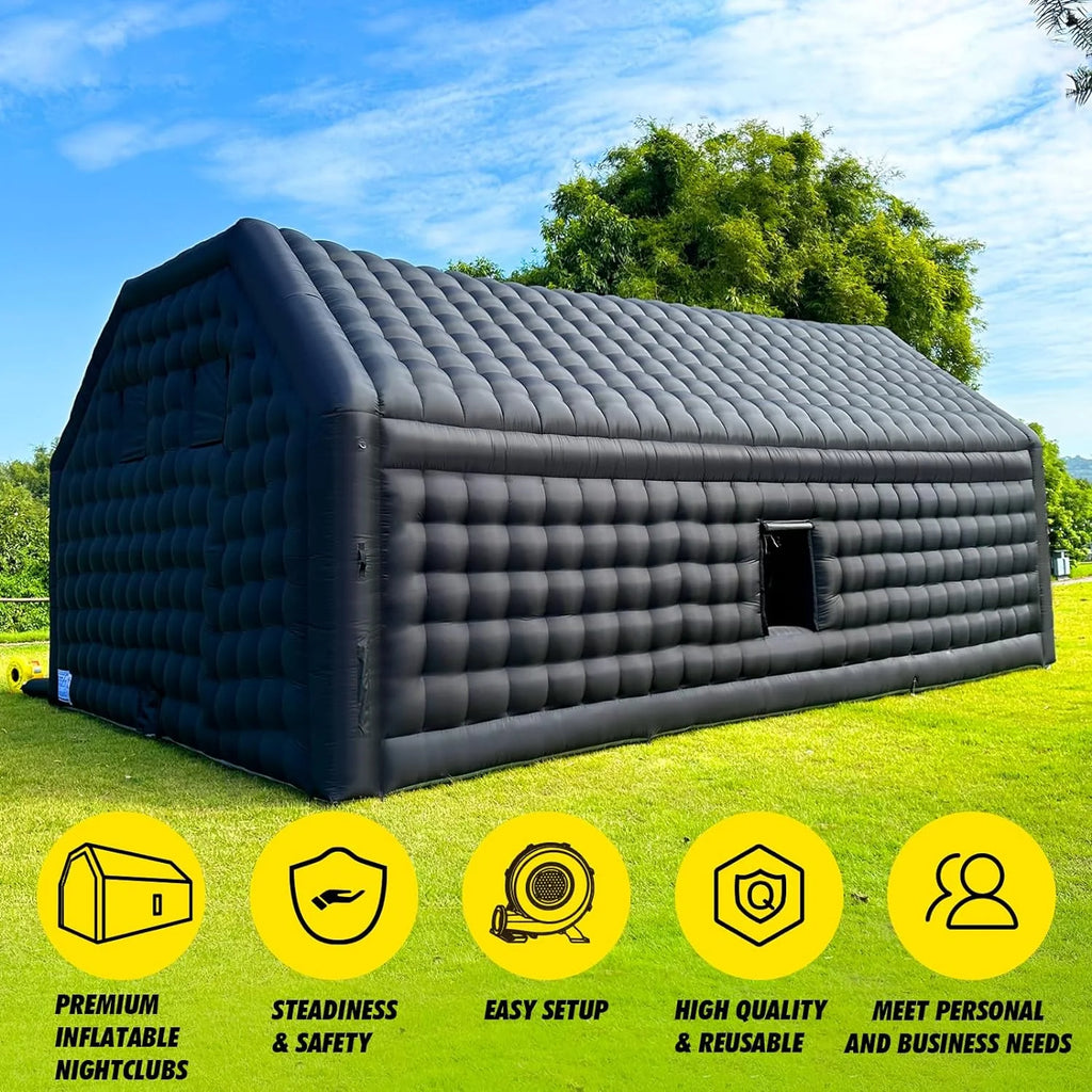 WARSUN Large Black Inflatable Party Tent 30x20x13Ft Disco Cube Gazebo E2252