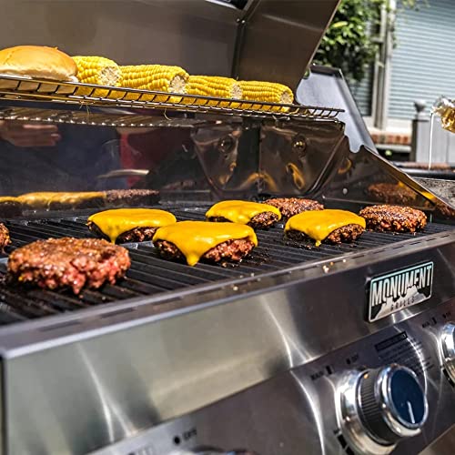Monument Grills 4-Burner Propane Gas Grill, Stainless Steel Cabinet with Side Burner & Rotisserie Kit N74003