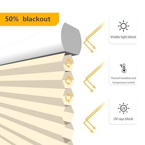 Cellular Shades Cordless Light Filtering Honeycomb Blinds for Windows, White B81780