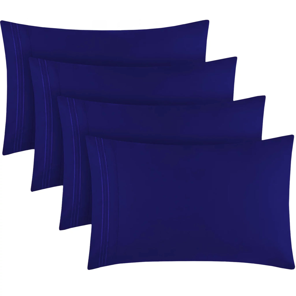 Mellanni Pillow Cases Standard Size Set of 4 - Iconic Collection Bedding Pillowcases - Soft, Cooling Pillow Covers - Envelope Closure (4 PC Standard / Queen 20" x 30", Royal Blue)