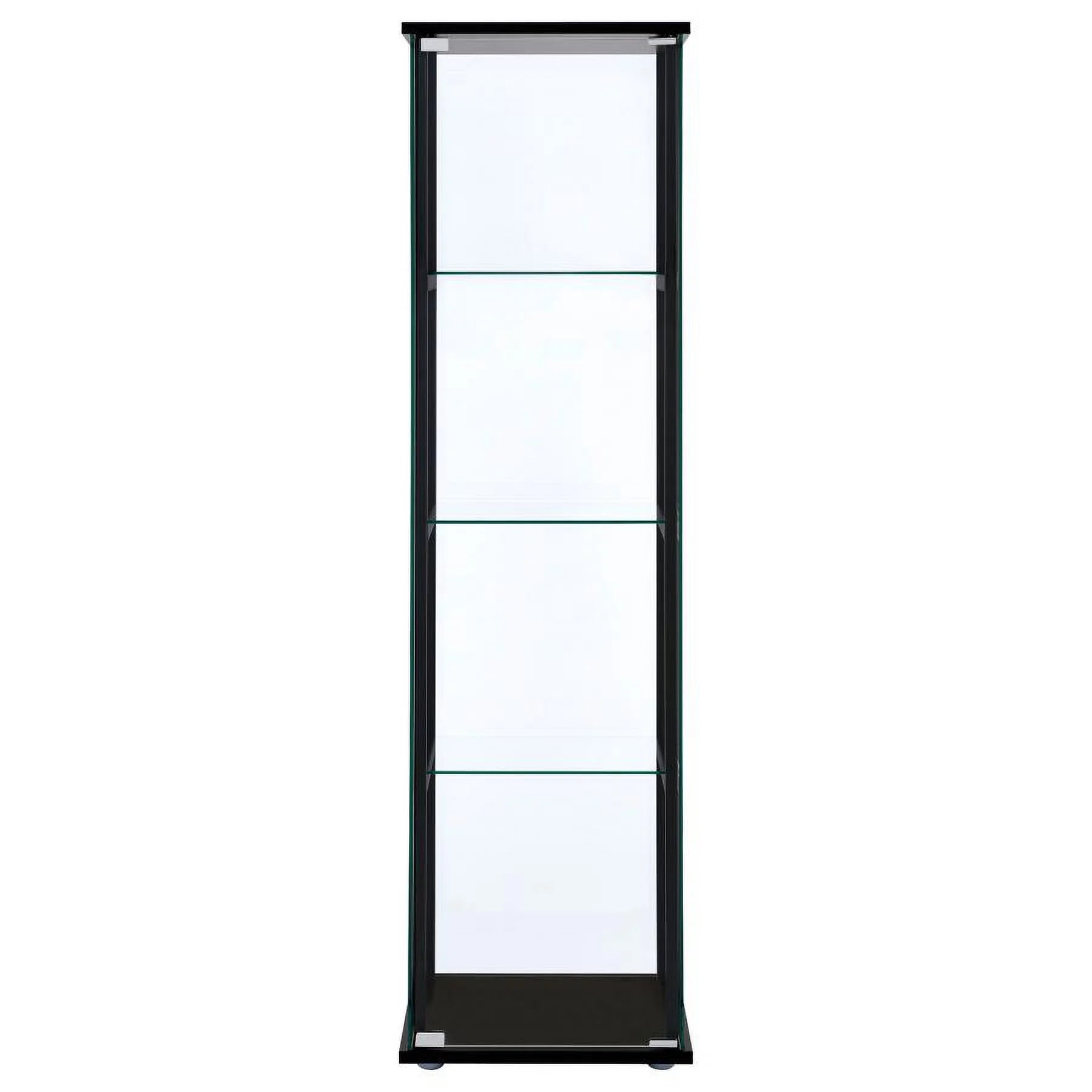 Black Wood Glass 4 Shelf Curio Display Cabinet N312339