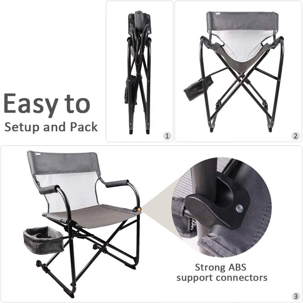 Zenree Heavy Duty Portable Folding Director's Chair Outdoor Gray S45909