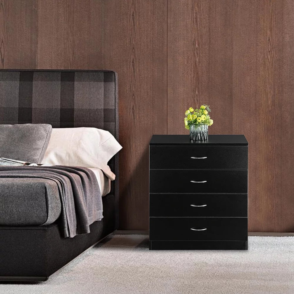 MDF Wood 4-Drawer Dresser Black V749