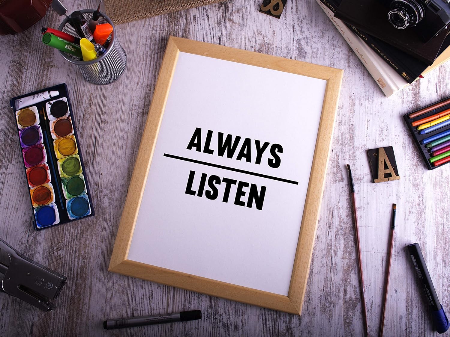 Always Listen Inspirational Poster Print, Office Wall Decor Unframed P128