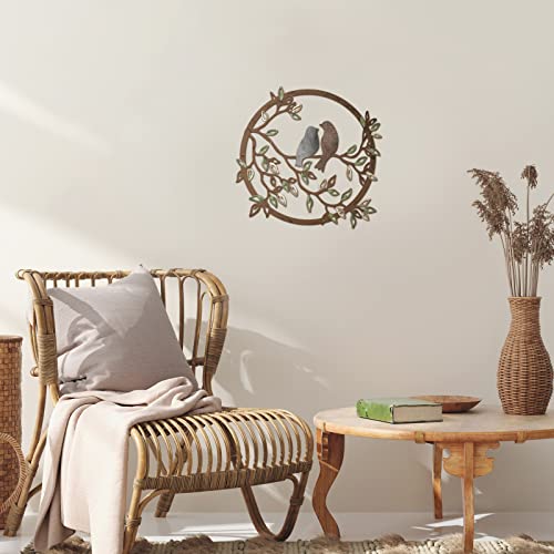 Ferraycle Metal Wall Art Bird on Tree Branch Black V87517