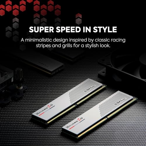 G.SKILL Ripjaws S5 DDR5 RAM 32GB (2x16GB) 6000MT/s CL32 Desktop Memory UDIMM - Matte White D4123