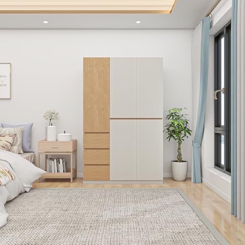 4 Door Wardrobe Closet with Mirror and Drawers M761