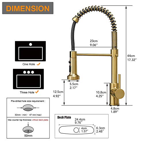 Hoimpro Matte Black Spring Kitchen Faucet with Pull Down Sprayer X865190