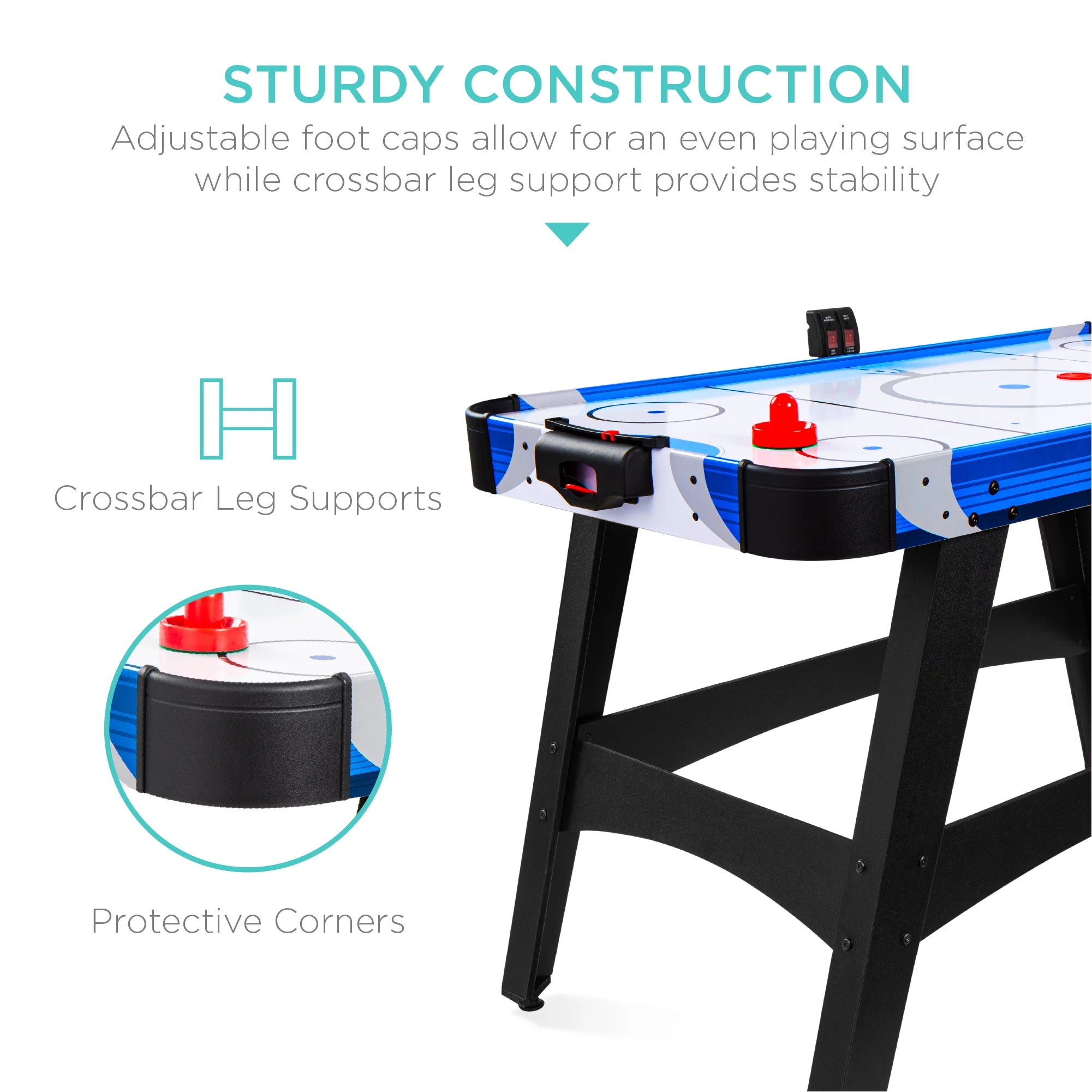 Best Choice Products 58in Mid-Size Air Hockey Table with LED Score Board U85051