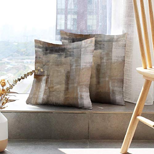 Brown and Grey Decorative Throw Pillow Covers for Couch, Set of 2, 12x20 Inches Q543