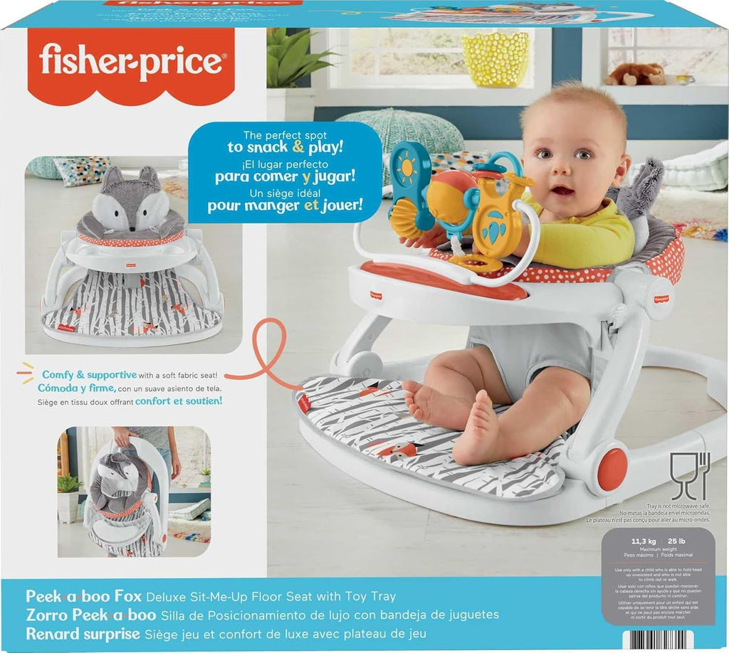 Fisher-Price Portable Baby Chair Sit-Me-Up Floor Seat with Snack Tray and Toy Bar T531256