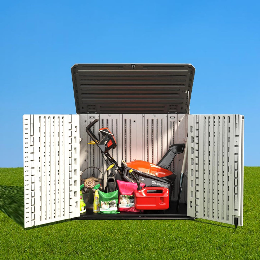 ADDOK Outdoor Horizontal Storage Cabinet Waterproof Lockable White Y138