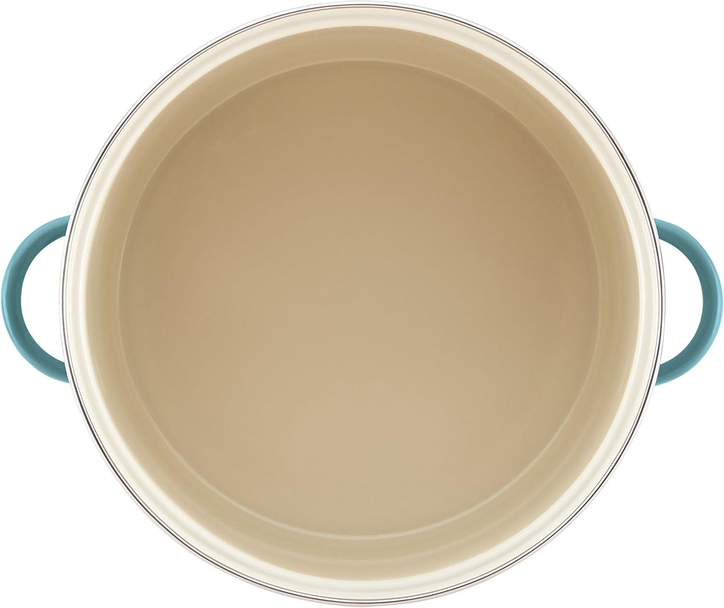 Farberware Enamel on Steel Stock Pot with Lid, 16 Quart, Aqua Blue D49368