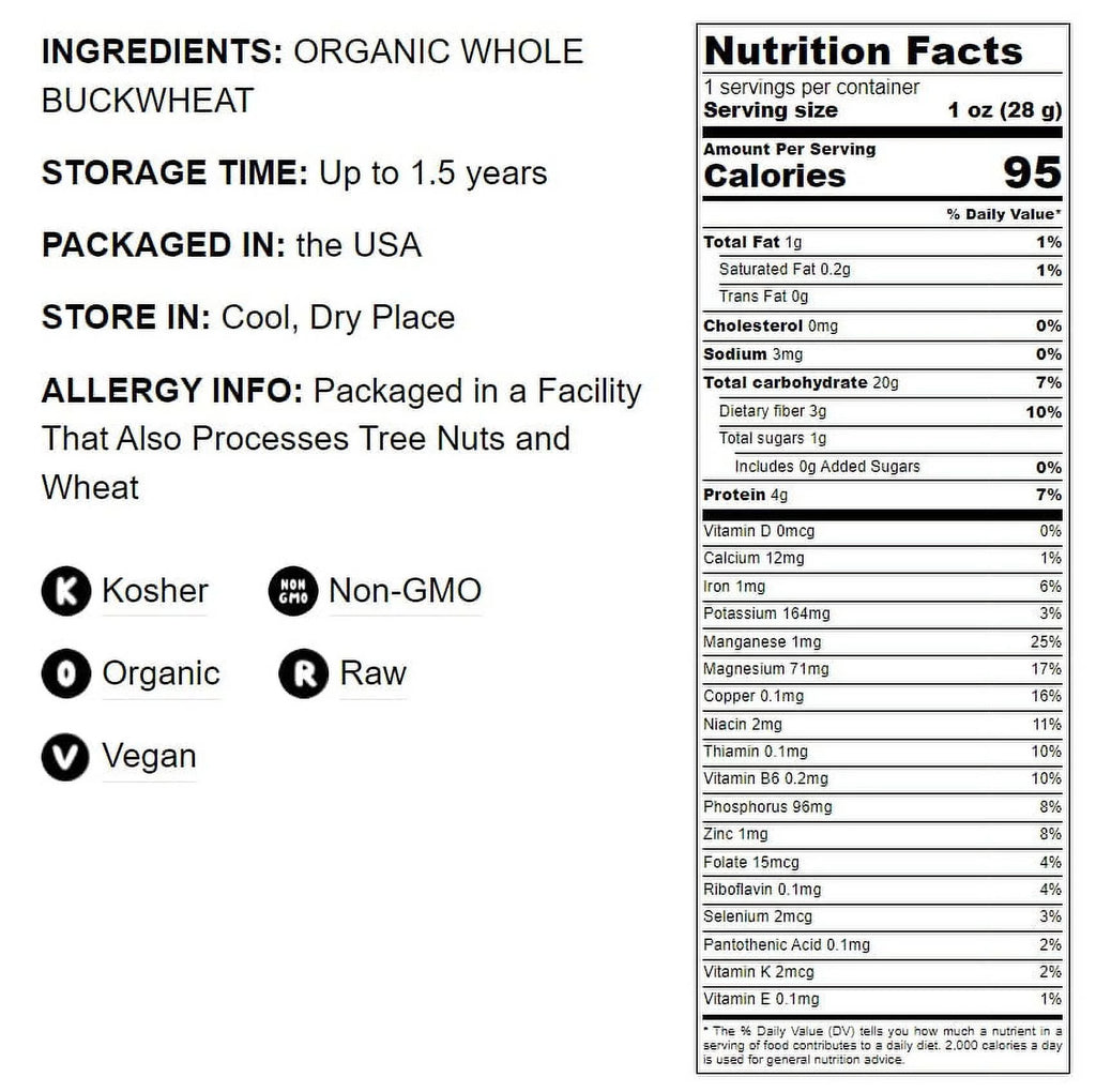 Organic Whole Grain Buckwheat Flour, 4 Pounds — Non-GMO, Kosher, Vegan by Food to Live U5485