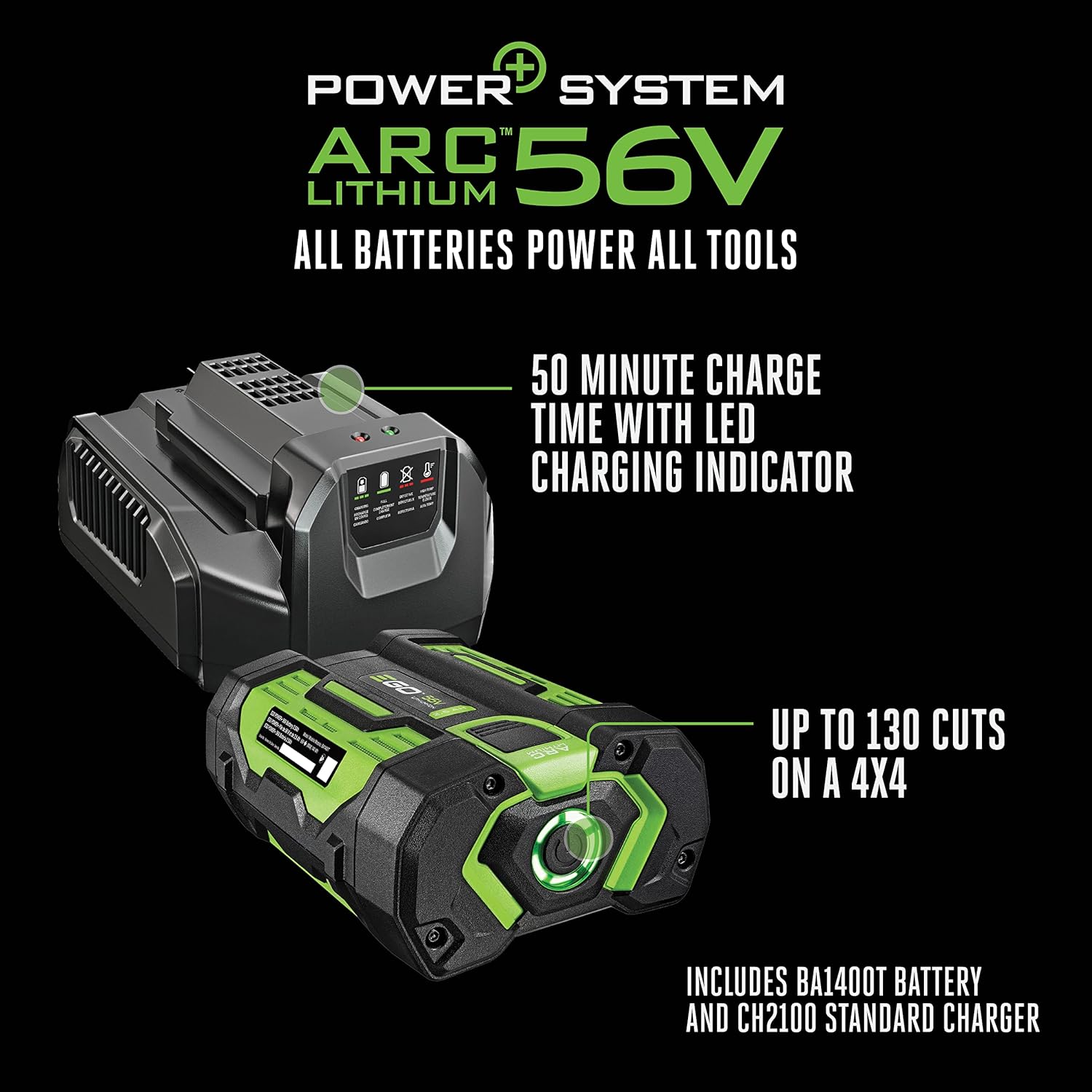 EGO Power+ CS1611 16-Inch 56V Cordless Chainsaw with Battery and Charger N410