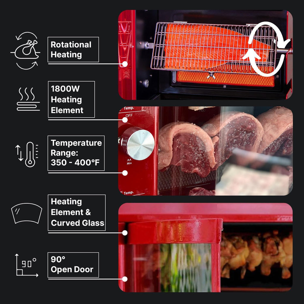 Brazilian Flame Churrasco® Gas Rotisserie Oven Grill Roaster with Auto Rotating Skewers X27946