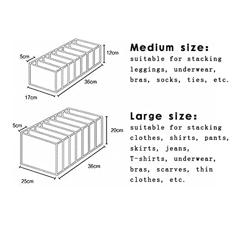 Drawer Organizer for Clothes, 7 Grids Washable Wardrobe Storage Box, White Large S56504