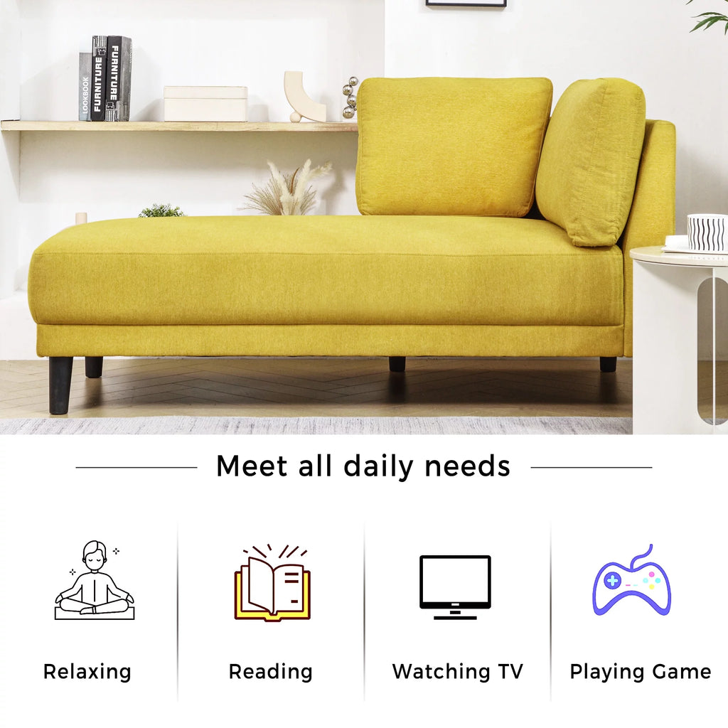 Yellow Chaise Lounge Chair with Arms for Living Room F7690