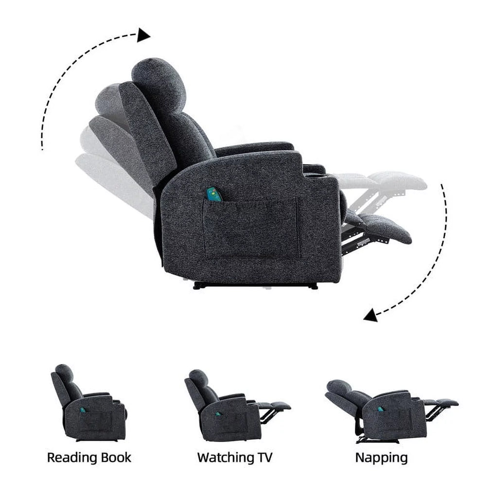 Ebello Design Manual Massage Recliner Chair with Heat, Side Pockets and Cup Holders K136598