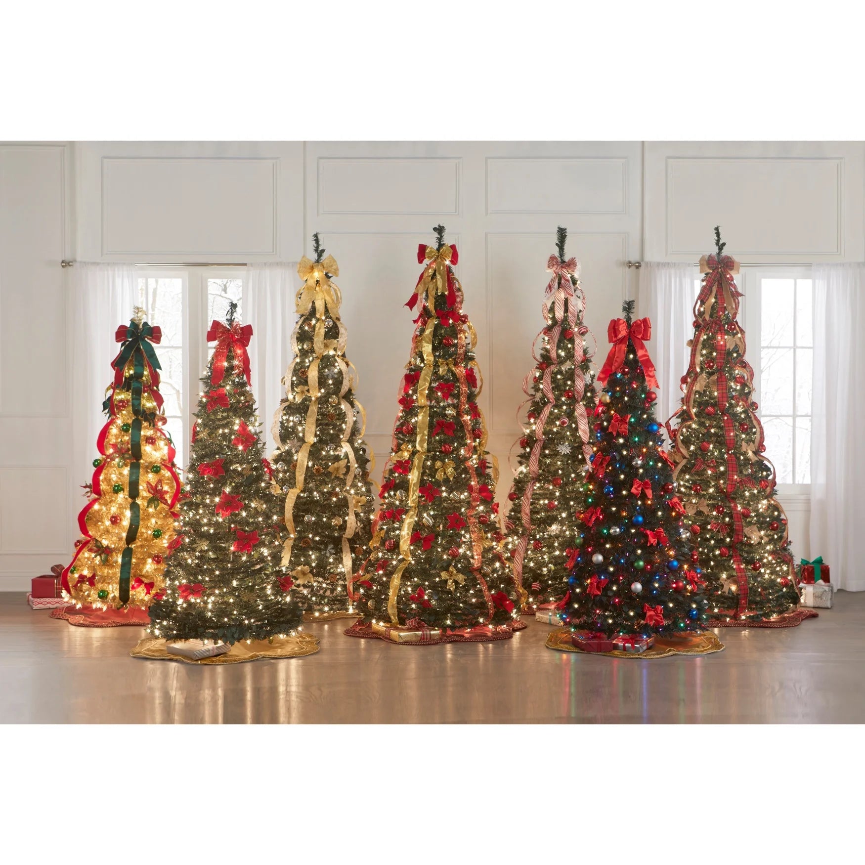 Brylanehome Pre-Lit 6-Foot Pop-Up Christmas Tree, Red White F5135