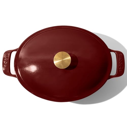 Made In Cookware Oval Dutch Oven 7.5 Quart Enameled Cast Iron Ruby Red H811906