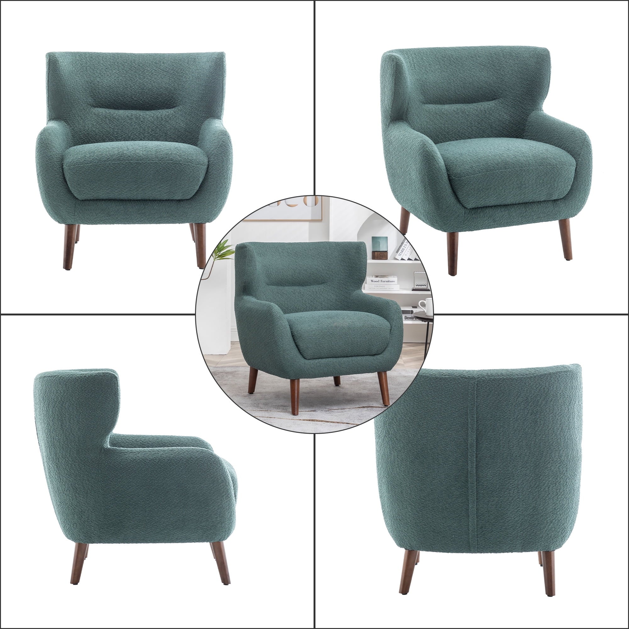 XINMICS Tufted Wingback Accent Chair, Green N2414