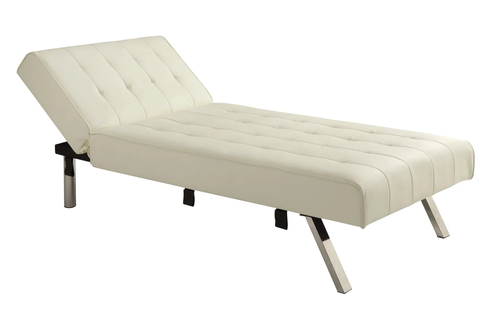 DHP Emily Sectional Futon Sofa Bed with Convertible Chaise, Vanilla Faux Leather R97216