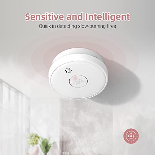 Fire Alarms Smoke Detectors, Battery Operated, 10-Year Life, Photoelectric for Home R2026