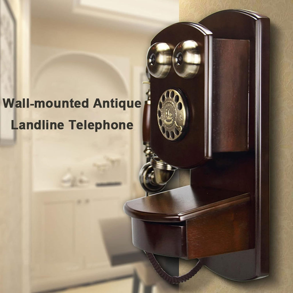 Retro Antique Corded Landline Rotary Dial Phone for Home Desk Decor J3384