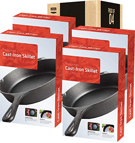 Utopia Kitchen Saute Fry Pan - Chefs Pan, Pre-Seasoned Cast iron Skillet - Frying Pan 10.25 Inch - Safe Grill Cookware for Indoor & Outdoor Use - Cast Iron Pan (Black)