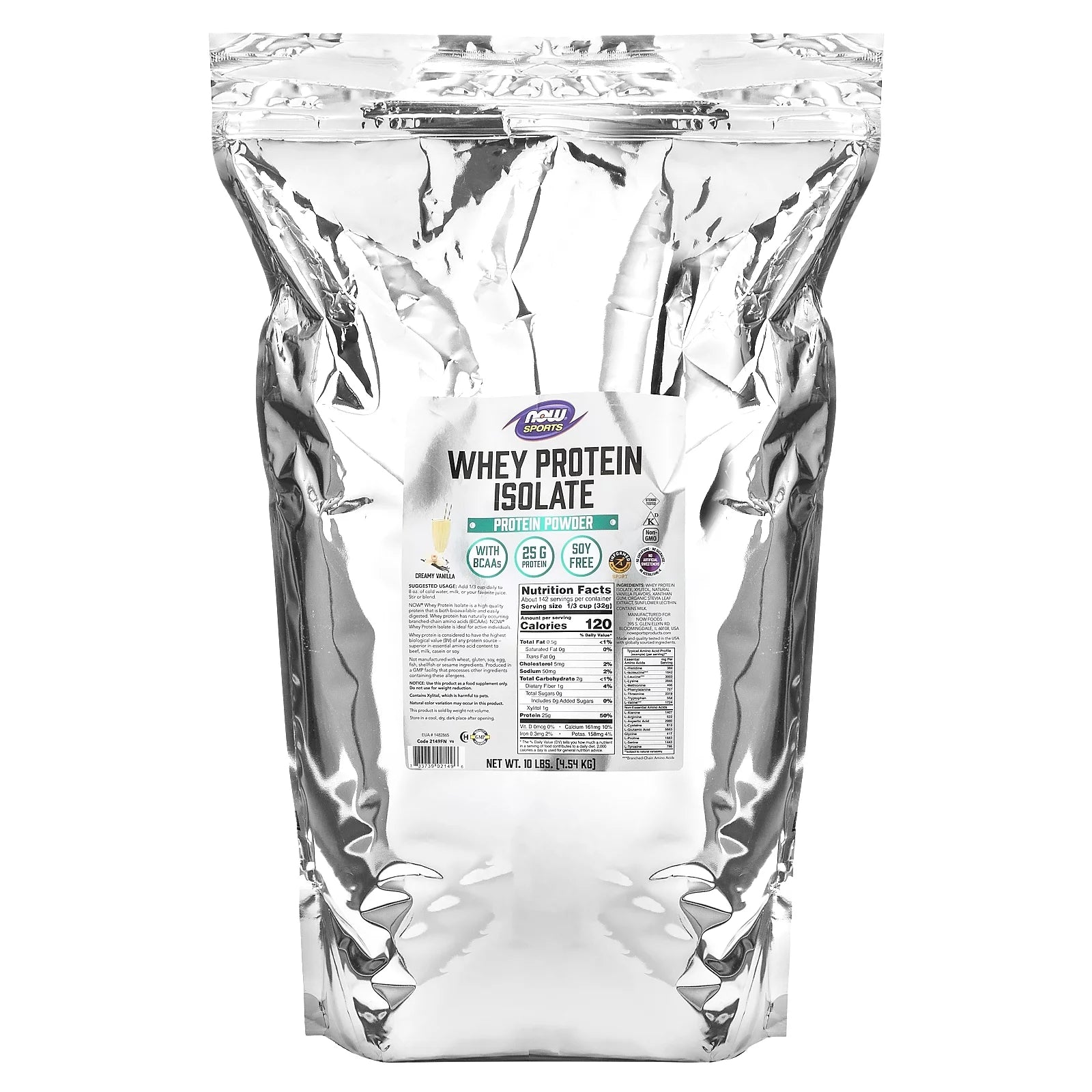 NOW Foods - NOW Sports Whey Protein Isolate Powder Creamy Vanilla - 10 lbs.