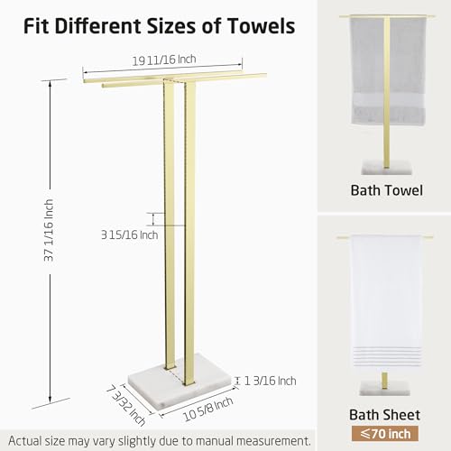 KES Standing Towel Rack for Bathroom with Marble Base, 2-Tier, SUS304 Stainless Steel C77812