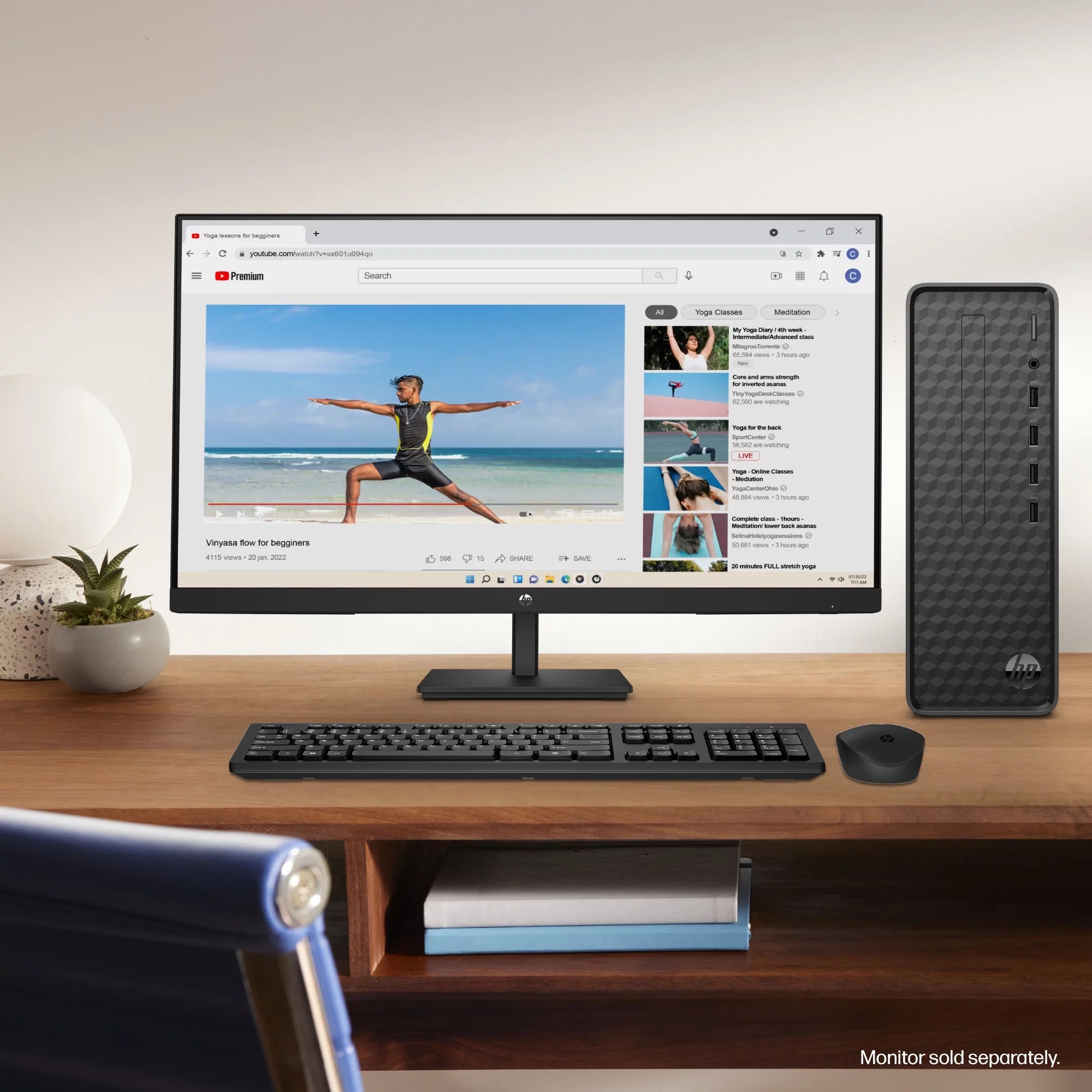 HP Slim Desktop Tower, Intel Pentium, 8GB RAM, 256GB SSD, Windows 11 Home, Black L736