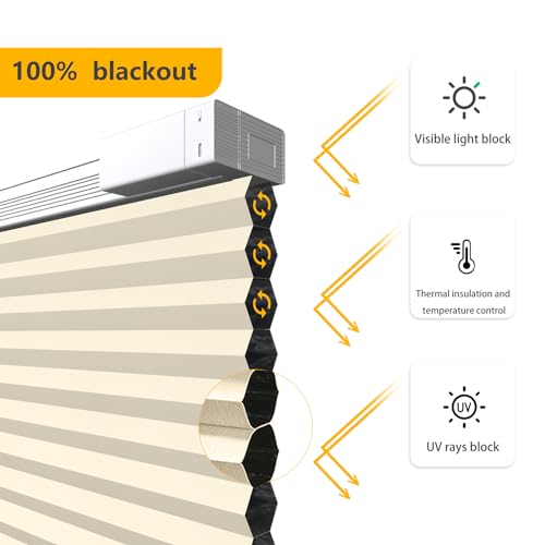 Motorized Cellular Shades Cordless Blackout with Remote, Grey R743