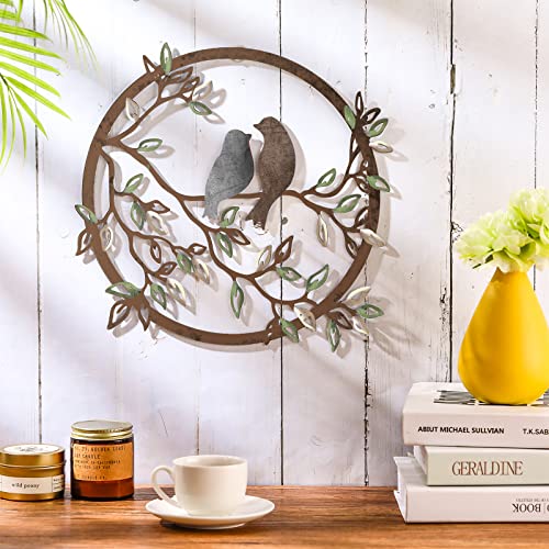 Ferraycle Metal Wall Art Bird on Tree Branch Black V87517