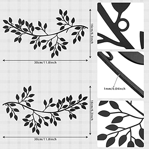 Hotop 2 Pieces Metal Tree Leaf Wall Decor Wrought Iron Sculptures P320