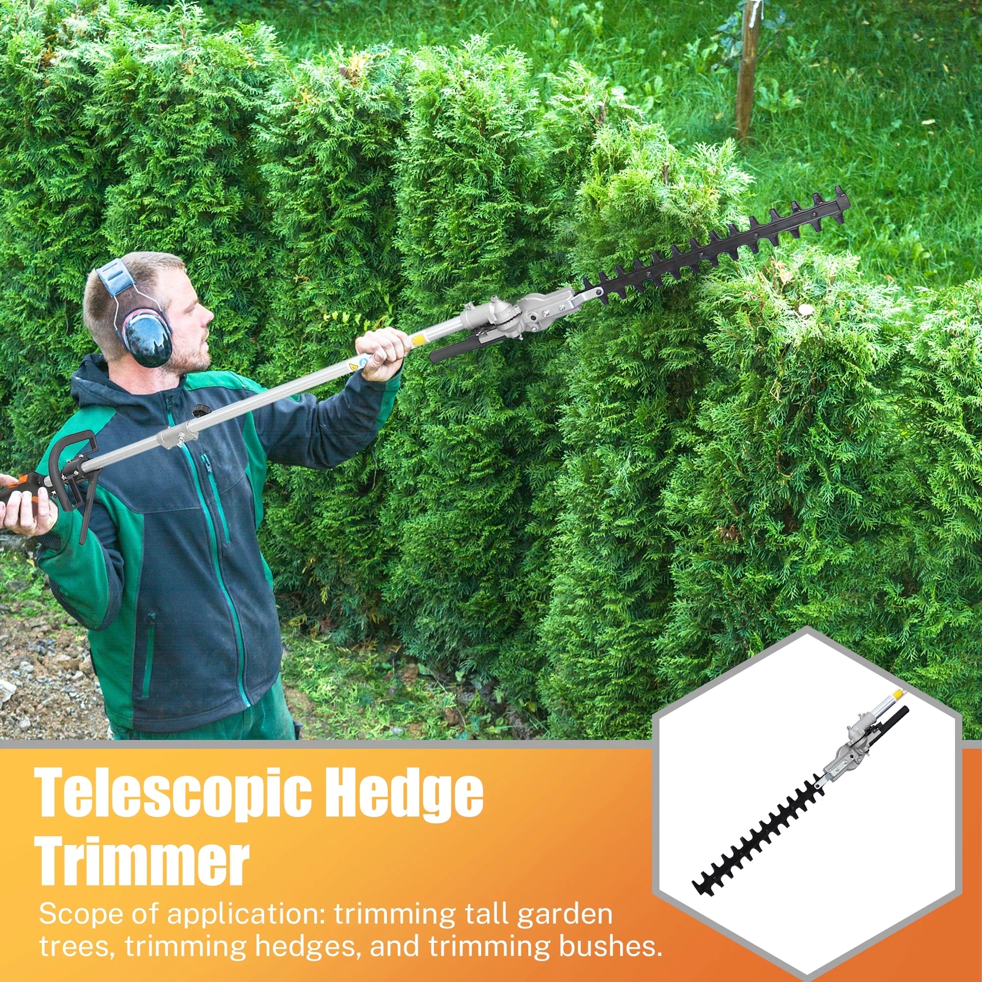 Sesslife 52CC 2-Cycle 4-in-1 Gas Grass Trimmer with Pole Saw, Hedge Trimmer & Brush Cutter C8616