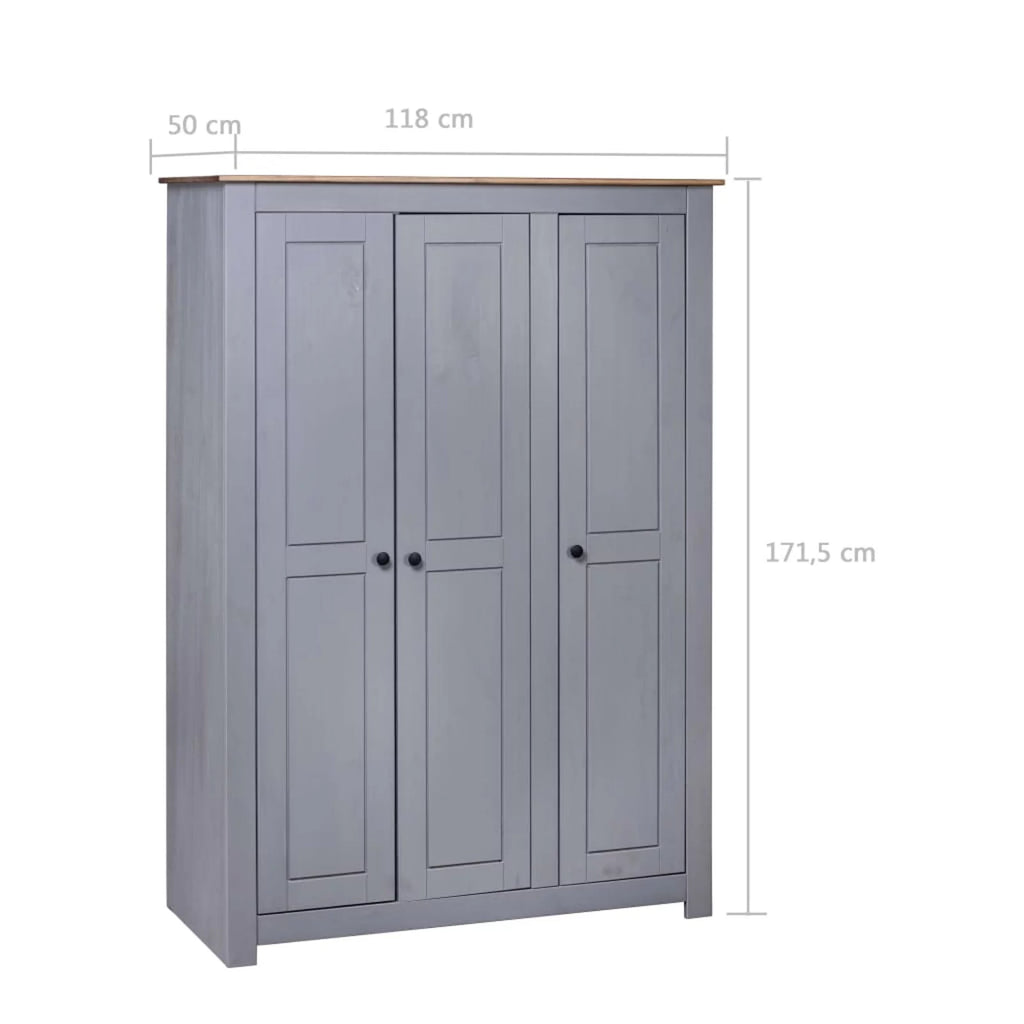 Tomshoo 3-Door Wardrobe Gray Pine B41405