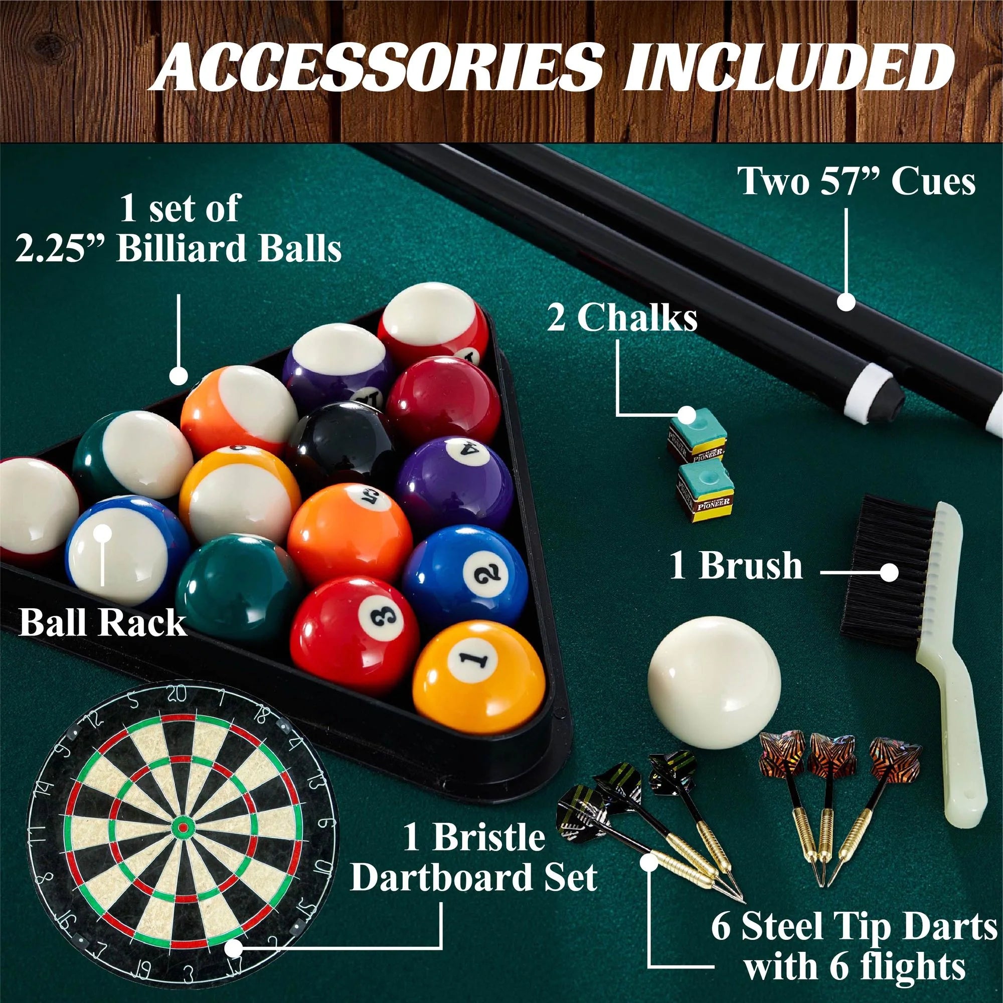 Barrington Billiards 90" Ball and Claw Leg Pool Table with Cue Rack D9928