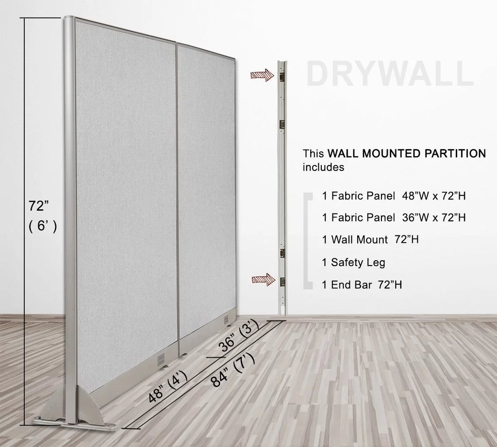 GOF 84"W x 72"H Wall Mounted Office Partition Cubicle Panel A557