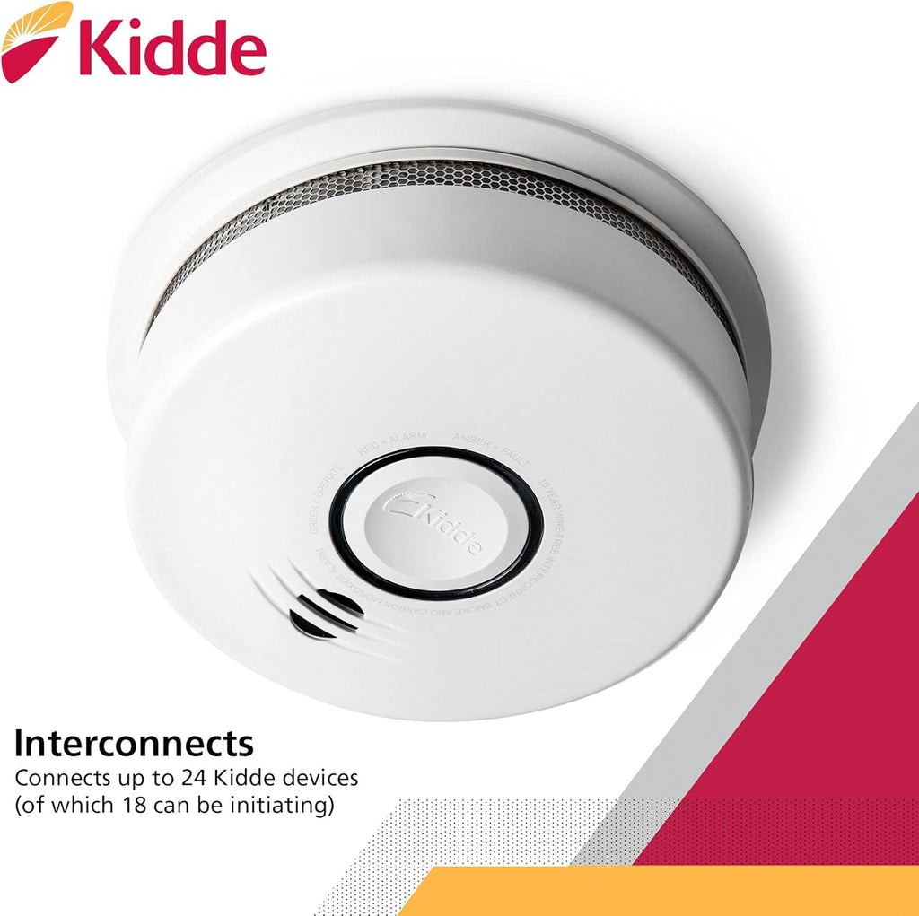 Kidde Wireless Hardwired Smoke Detector with 10-Year Battery Backup and Voice Alerts B58875