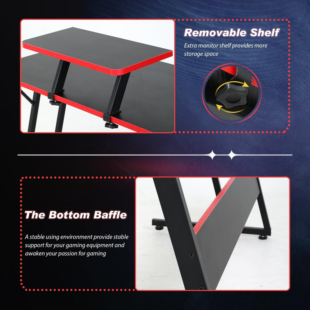 L Shaped Desk 50.4 Inch Corner Computer Desk with Monitor Stand, Black X6445