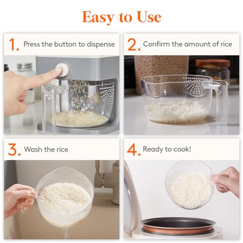 Lifewit Rice Dispenser 25 Lbs, Sealed Moisture Proof Storage Container with Measuring Cup I5095
