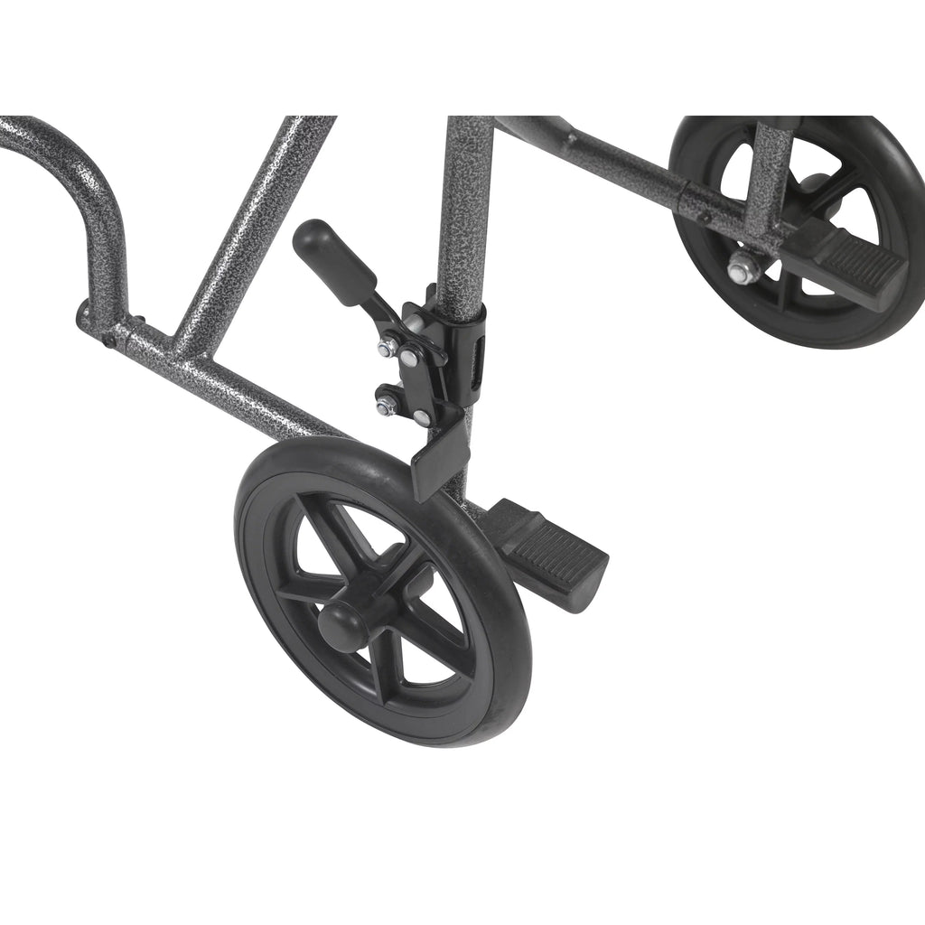 Drive Medical Lightweight Steel Transport Wheelchair, Fixed Full Arms, 19" Seat U357