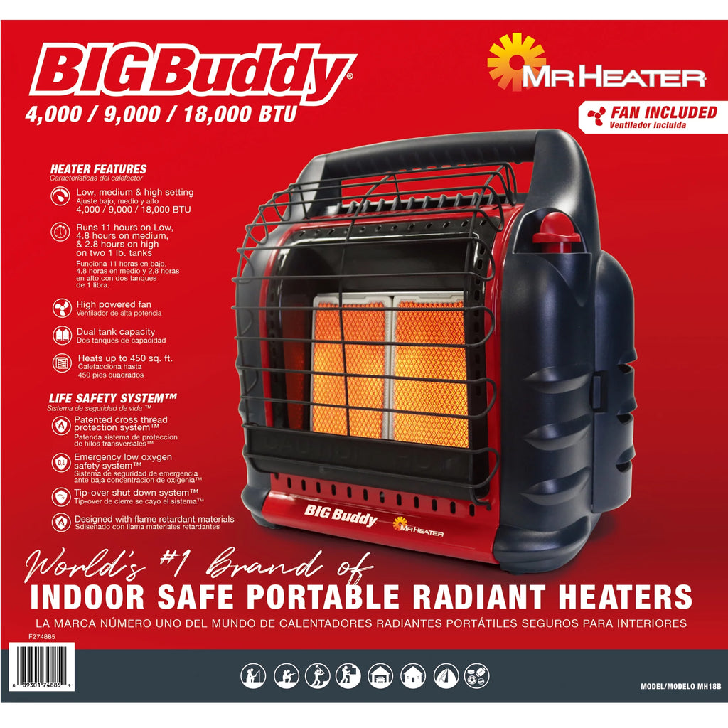 Mr. Heater Big Buddy Portable LP Gas Heater, 3 Heat Settings Q42715