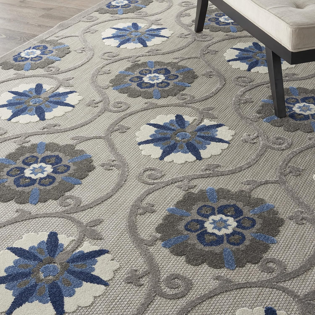 Nourison Aloha Indoor/Outdoor Grey/Blue 7' x 10' Area Rug Q436571
